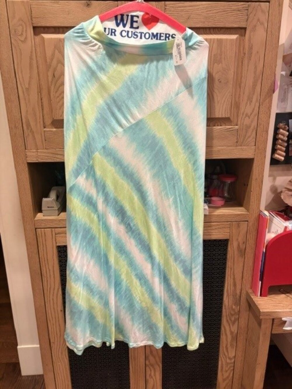 Maxi skirt in Coastal inspired Blue-Yellow diagonal stripped pattern